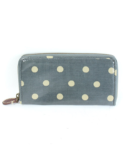 キャスキッドソン Cath Kidston 長財布 ラウンドファスナー ドット 青