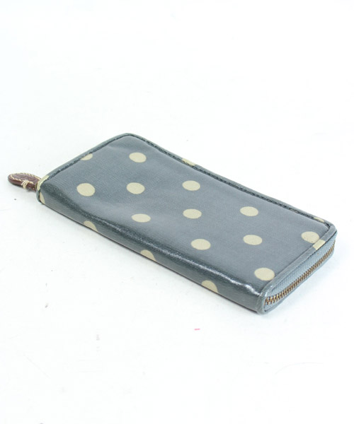 キャスキッドソン Cath Kidston 長財布 ラウンドファスナー ドット 青