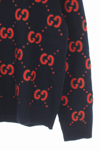 グッチ GUCCI 18AW ニット セーター 長袖 コウモリ モチーフ 紺