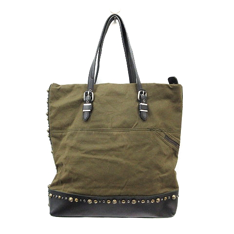 ディーゼル Diesel トートバッグ スタッズ キャンバス レザー カーキ 黒 ブラック Mr メンズ 170 ベクトルパーク
