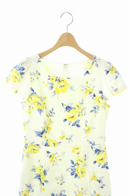 プロポーション ボディドレッシング Proportion Body Dressing ワンピース フレンチスリーブ タイト ミニ 花柄 ラウンドネック 3 白 黄色 紺 Os レディース 170 ベクトルパーク