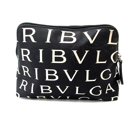 ブルガリ BVLGARI アクセサリーポーチ ロゴマニア ナイロン 黒 