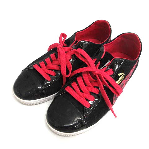 プーマ Puma スニーカー ローカット スエード エナメル レオパード ヒョウ柄 22 5cm ブラック 黒 Yo5 レディース 170 ベクトルパーク