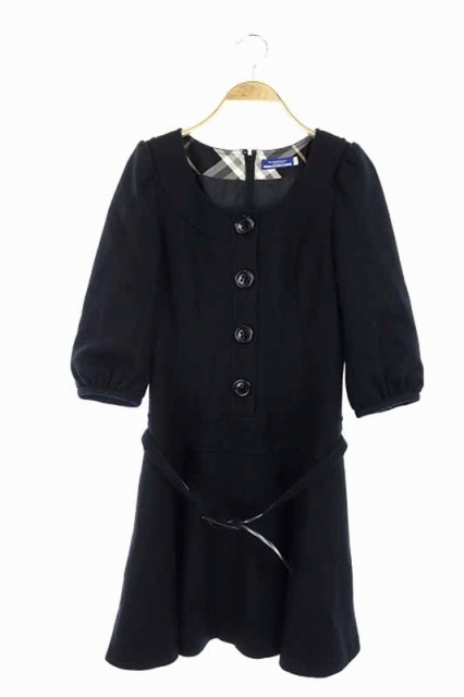 バーバリーブルーレーベル フロントボタン ワンピース ノバチェック パフスリーブ バーバリーブルーレーベル フロントボタン ワンピース ノバ