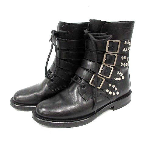 サンローラン パリ SAINT LAURENT PARIS ブーツ ミドル レザー レース 