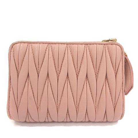 ミュウミュウ Miumiu 財布 三つ折り マテラッセ Wホック レザー ピンク 5ml002 Tu レディース 170 ベクトルパーク