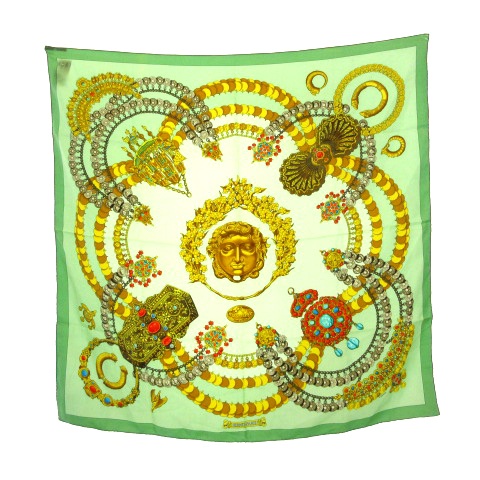 エルメス HERMES スカーフ KOSMIMA カレ90 シルク 緑 グリーン