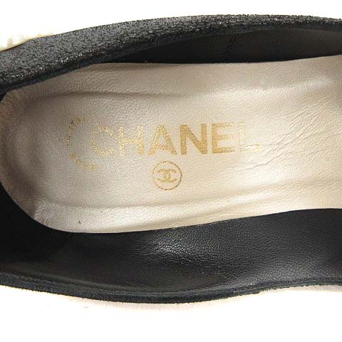 シャネル CHANEL パンプス ハイヒール ココマーク パール 38.5 黒 