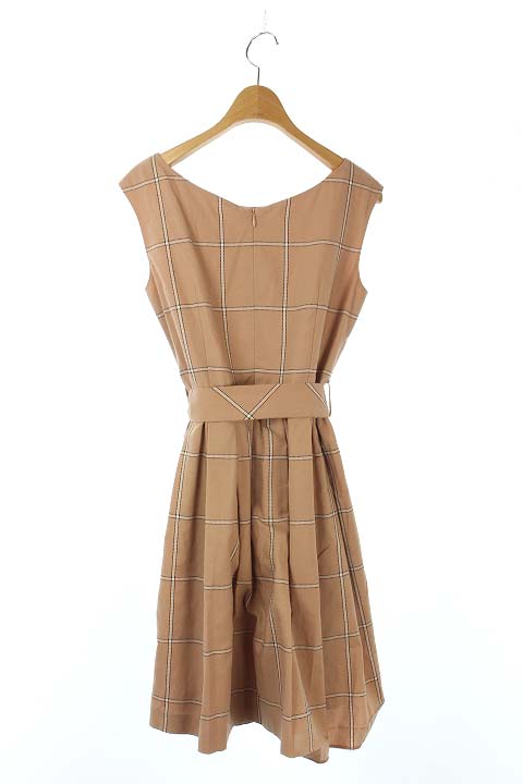 ブルーレーベルクレストブリッジ Blue Label Crestbridge ワンピース 膝丈 ノースリーブ チェック 36 ピンクベージュ Hh Os レディース 170 ベクトルパーク