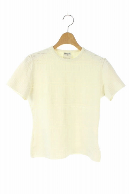 シャネル CHANEL ニット カットソー ココマーク 半袖 42 白 /KN □OS  