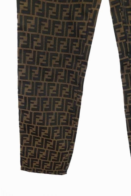 フェンディ FENDI パンツ ズッカ柄 テーパード I44 茶 黒 /AO □OS 