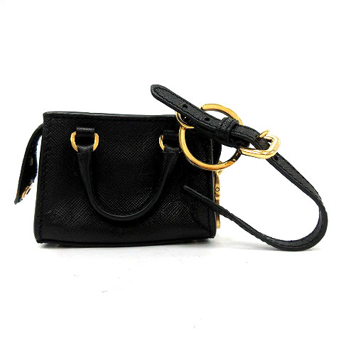 プラダ PRADA チャーム バッグ型 ロゴ レザー 黒 ブラック /SR28