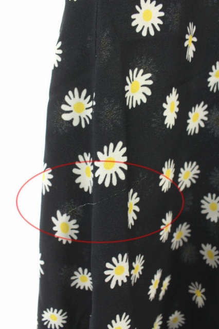 ミュウミュウ Miumiu ワンピース フレア 花柄 総柄 ひざ丈 長袖 36 黒 白 黄 Kn Os レディース 170 ベクトルパーク