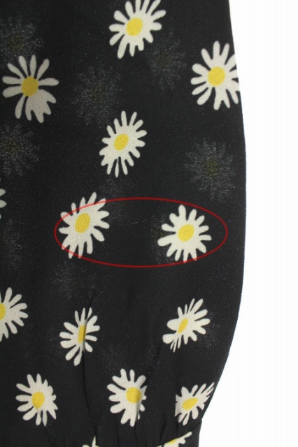 ミュウミュウ Miumiu ワンピース フレア 花柄 総柄 ひざ丈 長袖 36 黒 白 黄 Kn Os レディース 170 ベクトルパーク
