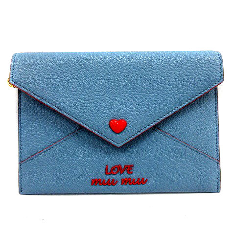 ミュウミュウ miumiu LOVE カード入れ ケース ポーチ レザー ロゴ 