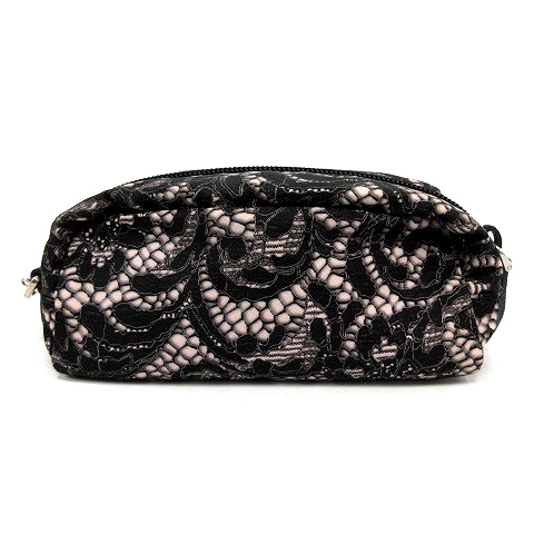 プラダ PRADA ポーチ レース柄 ピンク 黒 ブラック 1NE175 /SR17  