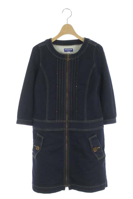 バーバリー前ジップワンピース 38 バーバリーブルーレーベル BURBERRY BLUE LABEL ワンピース 膝丈 長袖