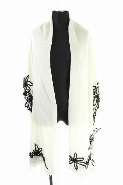 カディアンドコー Khadi And Co ストール 刺繍 大判 白 黒 Ao Os レディース 170 ベクトルパーク