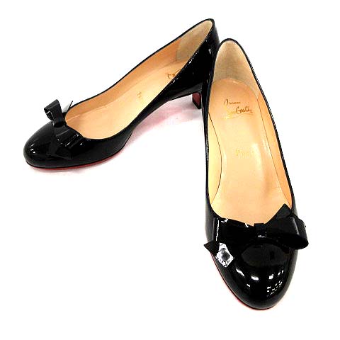クリスチャンルブタン Christian louboutin パンプス リボン エナメル 