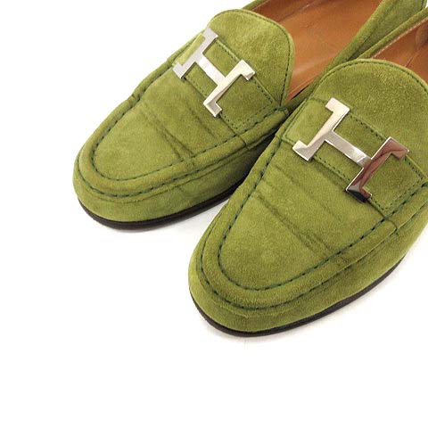 エルメス HERMES ローファー コンスタンス Hバックル スエード 36 緑 エルメス HERMES ローファー コンスタンス Hバックル スエード 36 緑