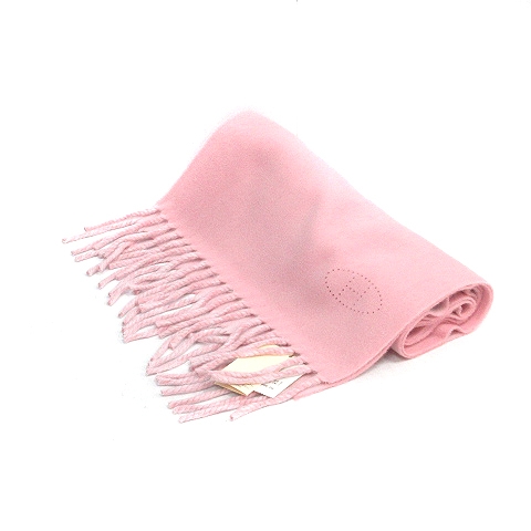 エルメス HERMES EVELYNE マフラー カシミヤ フリンジ ピンク /AK23  