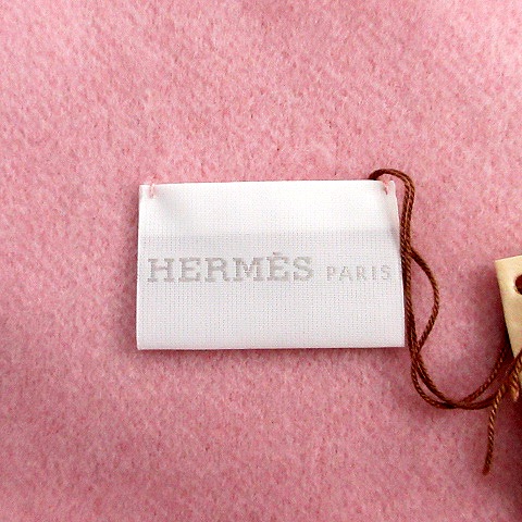 HERMES ピンク カシミヤ マフラー フリンジ付き エルメス ニューリブリス ストール マフラー フリンジ カシミヤ