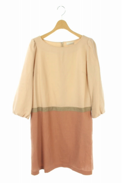 テチチ Te Chichi ワンピース バイカラー 膝丈 長袖 M 茶 ベージュ Ao Os レディース 170 ベクトルパーク