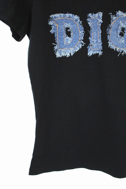 クリスチャンディオール Christian Dior BOUTIQUE カットソー Tシャツ 半袖 ロゴプリント クルーネック 6 黒 /AA ■OS レディース