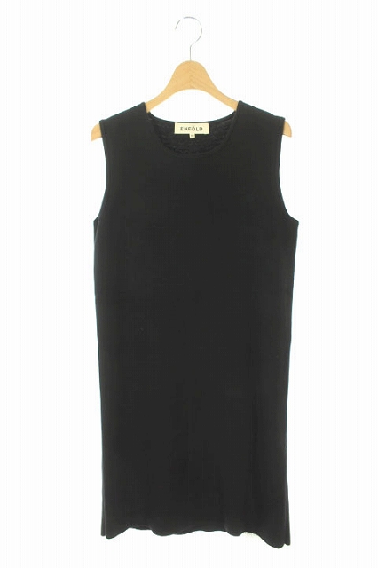 エンフォルド Enfold ワンピース ニット ノースリーブ タイト ミニ シルク混 クルーネック 38 黒 Os レディース 170 ベクトルパーク