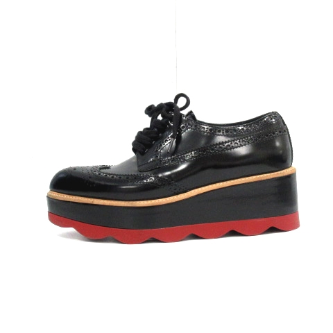 プラダ PRADA プラットフォーム シューズ レースアップ ウイングチップ 