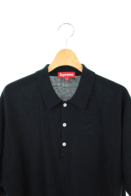 シュプリーム SUPREME ポロシャツ 半袖 コットンニット M 黒 /AA □OS 