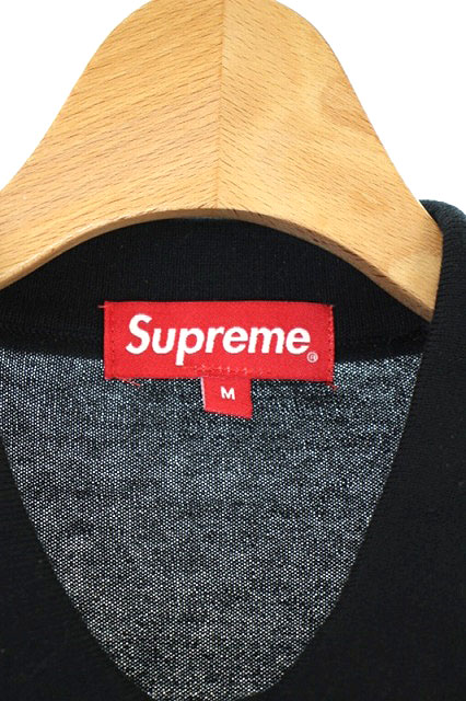 シュプリーム　supreme ニット　ポロシャツ　黒　ブラック シュプリーム SUPREME ポロシャツ 半袖 コットンニット M 黒 /AA