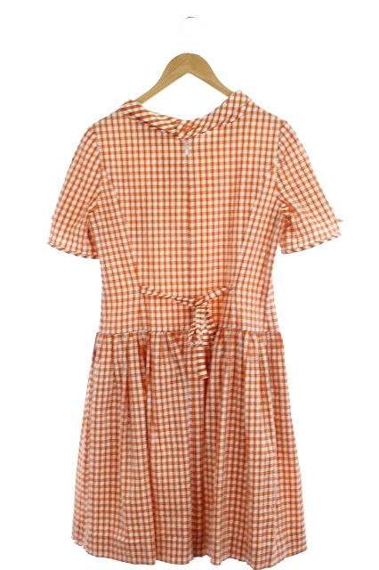 エムズグレイシー M S Gracy ワンピース ギンガムチェック 半袖 ロング 40 オレンジ 白 Ao Os レディース 170 ベクトルパーク