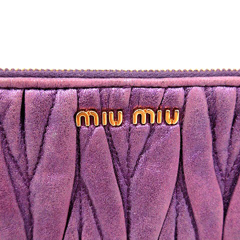 ミュウミュウ miumiu ポーチ マテラッセ ロゴ 紫 パープル /SR26