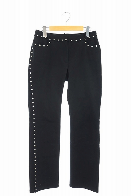 セリーヌ CELINE パンツ ストレート ストレッチ スタッズ 38 黒 /MY  