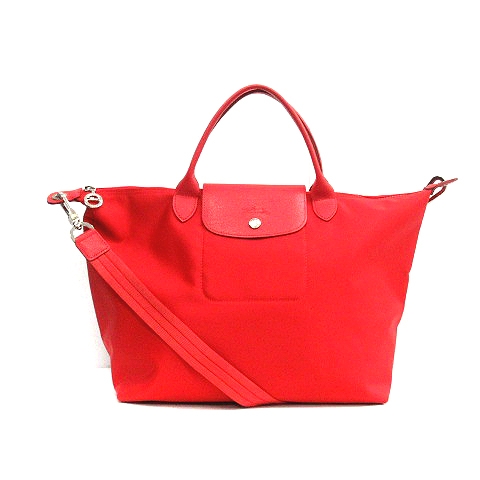 即発 ロンシャン 2WAY 肩掛け トートバッグ 赤 プリアージュネオ ロンシャン LONGCHAMP プリアージュ・ネオ バッグ トート