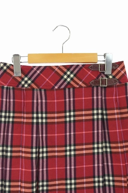 BURBERRY BLUELABEL キュロットミニスカート 赤 プリーツ