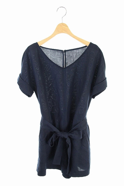 ドレステリア Dressterior オールインワン サロペット リネン混 半袖 ショートパンツ 36 紺 Ao Os レディース 170 ベクトルパーク