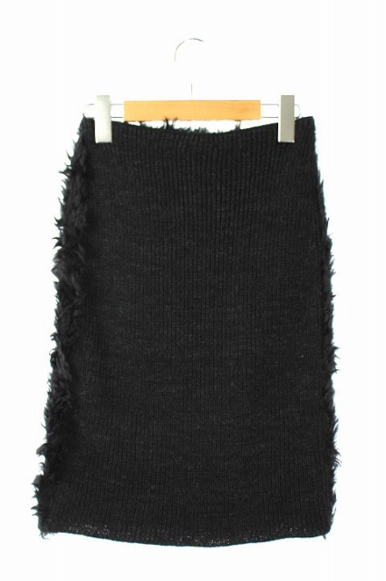 プラダ PRADA スカート 膝丈 タイト エコファー フェイクファー ニット  