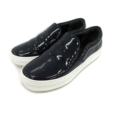 【美品】CELINEセリーヌ*37/23.5cm*フラットシューズ/スリッポン セリーヌ CELINE スリッポン フラットシューズ エナメル 37.5 紺