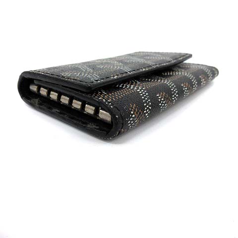 ゴヤール GOYARD キーケース 6連 ヘリンボーン 総柄 レザー 黒