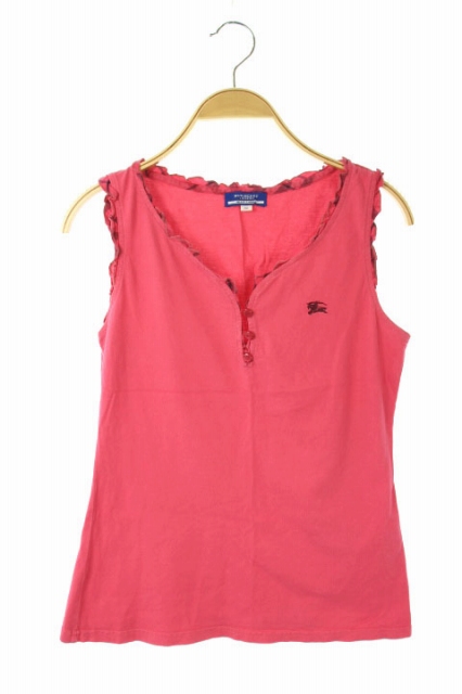 バーバリーブルーレーベル　タンクトップ　ノースリーブ　フリル　ブルー系　38 Burberry ブルーレーベル タンクトップ 38 バーバリーブルー