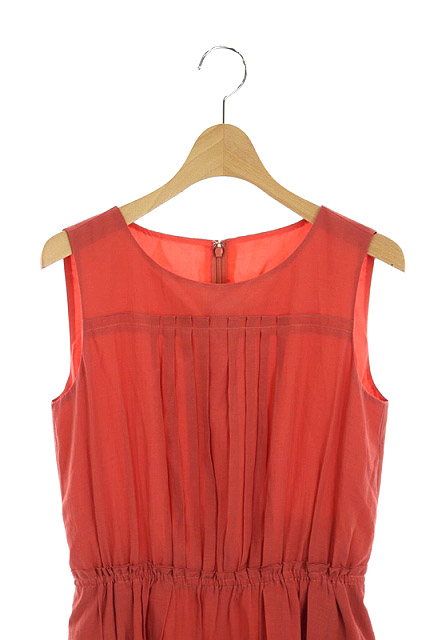 アナイ Anayi ワンピース トリアセテート ローンギャザー ノースリーブ 膝丈 38 赤 Ao Os レディース 170 ベクトルパーク