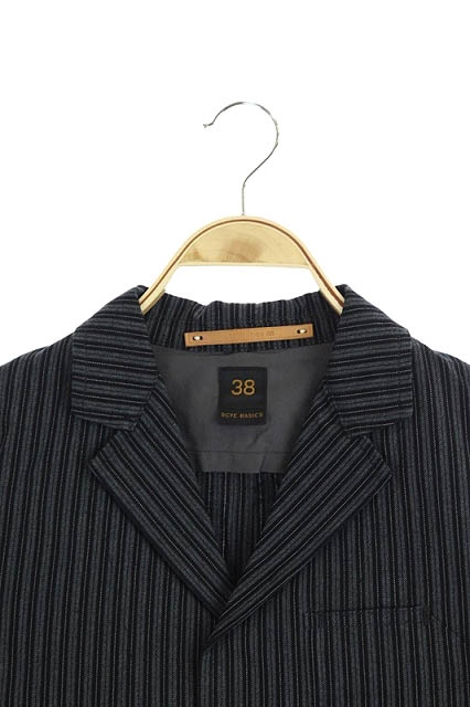 サイ ベーシックス Scye Basics ジャケット ストライプ柄 背抜き 38 黒 グレー Ao Os メンズ 170 ベクトルパーク