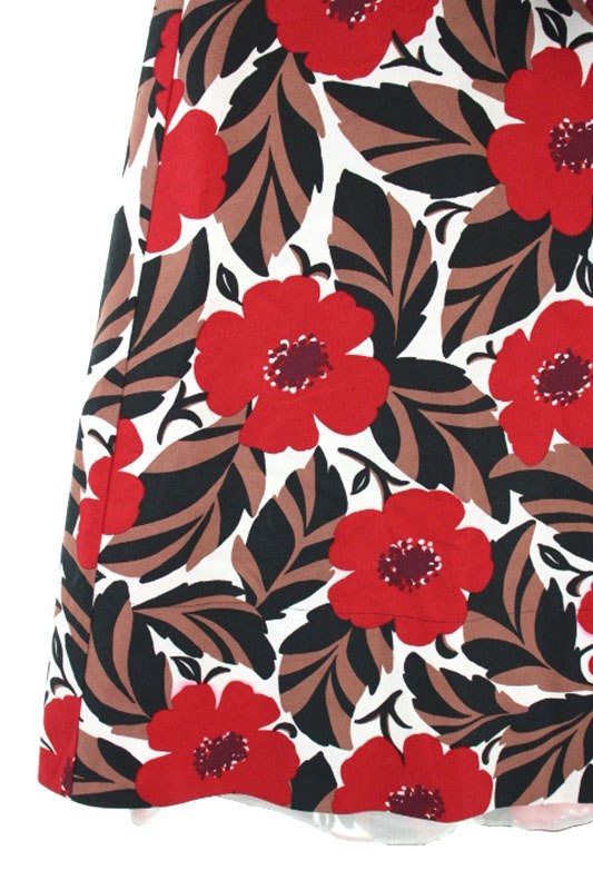 ケイトスペード KATE SPADE スカート ラップ 花柄 台形 リネン混  