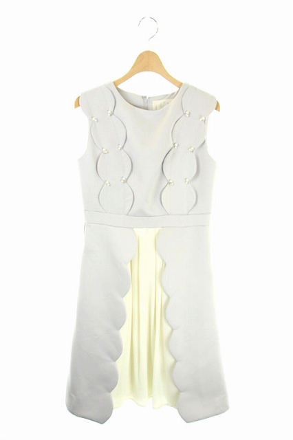 チェスティ Chesty 19aw Scallop ワンピース ノースリーブ パールビジュー 膝丈 1 ライトグレー Ao Os レディース 170 ベクトルパーク