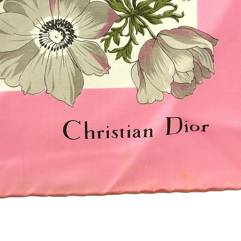 Christian Dior ディオール スカーフ ピンク 花 大判 Christian Dior
