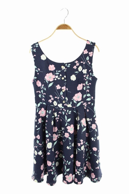 ダズリン Dazzlin 17aw ワンピース ヴィンテージ 花柄 フラワー ミニ キャミ M 紺 Ao Os レディース 170 ベクトルパーク