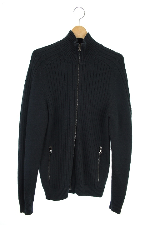 プラダ PRADA カーディガン ニット ジップアップ リブ 長袖 48 黒 /KN  