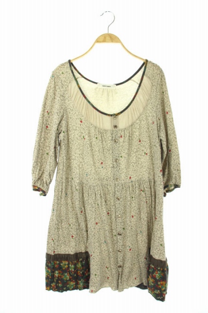 スーパーハッカ Super Hakka ワンピース 総柄 ミニ 七分袖 ベージュ Kn Os レディース 170 ベクトルパーク